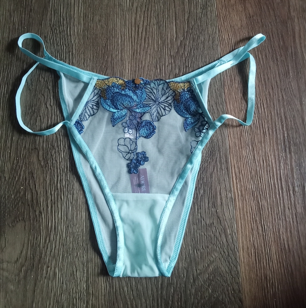 Adore Me Blue Floral Lace Panties